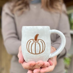 Handmade 9-ounce Ceramic White Pumpkin Mug