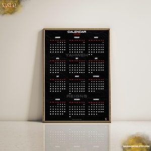 Biblical Calendar Printable Christian Wall Art Verse Yahweh Digital Art Scripture Calendar Bible 2025 Black Wall Calendar Art Sunday Start