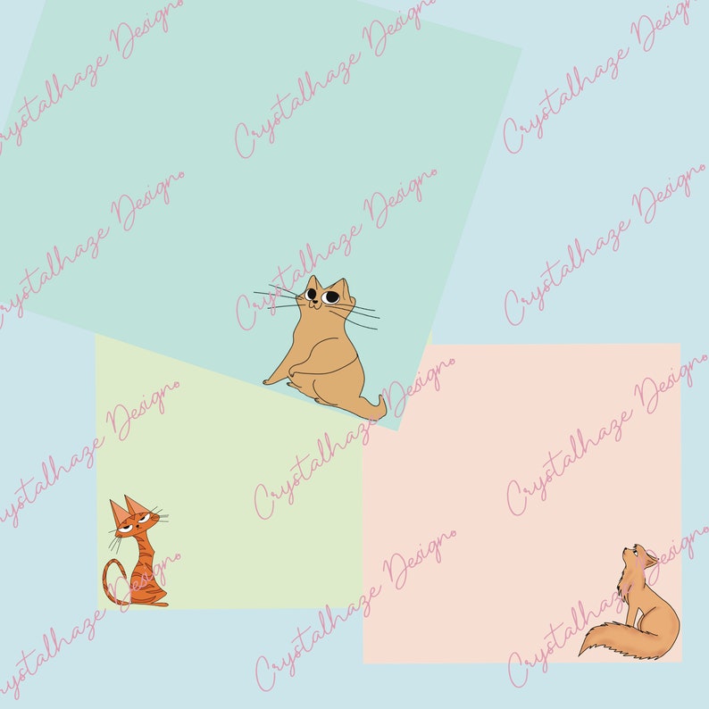 Digital Paper Pack Hand Drawn Cats image 2