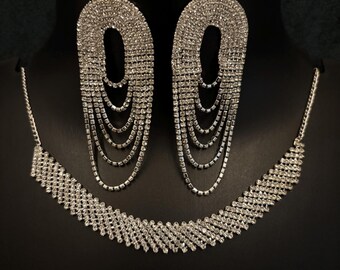 Smaragddiamanthalsband, silverhalsband, chokerhalsband, CZ-zirkonhalsband, indiska bröllopssmycken, brudhalsband, present till henne