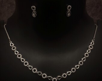 Smaragddiamanthalsband, silverhalsband, chokerhalsband, CZ-zirkonhalsband, indiska bröllopssmycken, brudhalsband, present till henne