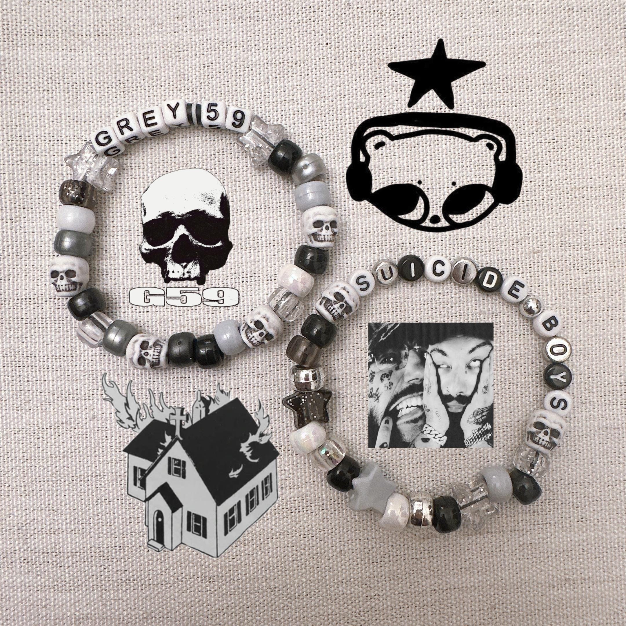 Grey59 + SuicideBoys Bracelet Set • G59 SuicideBoys Inspired Handmade Kandi Bracelets