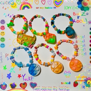 Pop It Kandi Singles! Sensory Stim Toy and Fidget Jewelry for Raves, Concerts, Festivals | Cute Colorful Rave Accessories Kids Jewelry PLUR