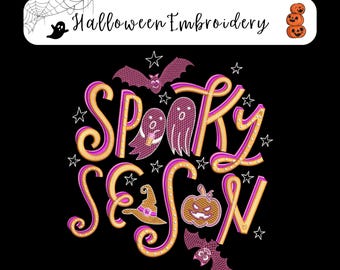 Spookachtig seizoen Ghost Sketch borduurontwerp (direct downloaden)