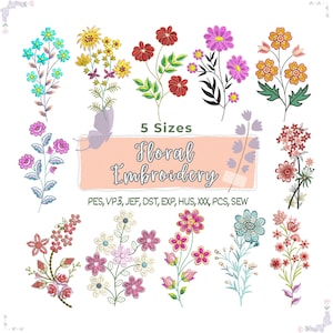 Mini Blumen, Maschinenstickerei, florales Design, Geburtsmonat Blumen, Boho Stickerei, Wildblumenwiese, Botanisch, Instant Download