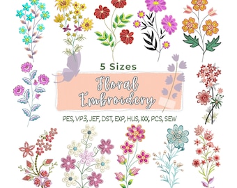 Mini Floral Machine Embroidery Designs: Boho Wildflower (Instant Download)