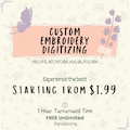 Custom Embroidery Digitizing, Logo Digitizing, Machine Embroidery Digitizing Service, Image Digitizing Embroidery, Custom Digitize Kid Gifts
