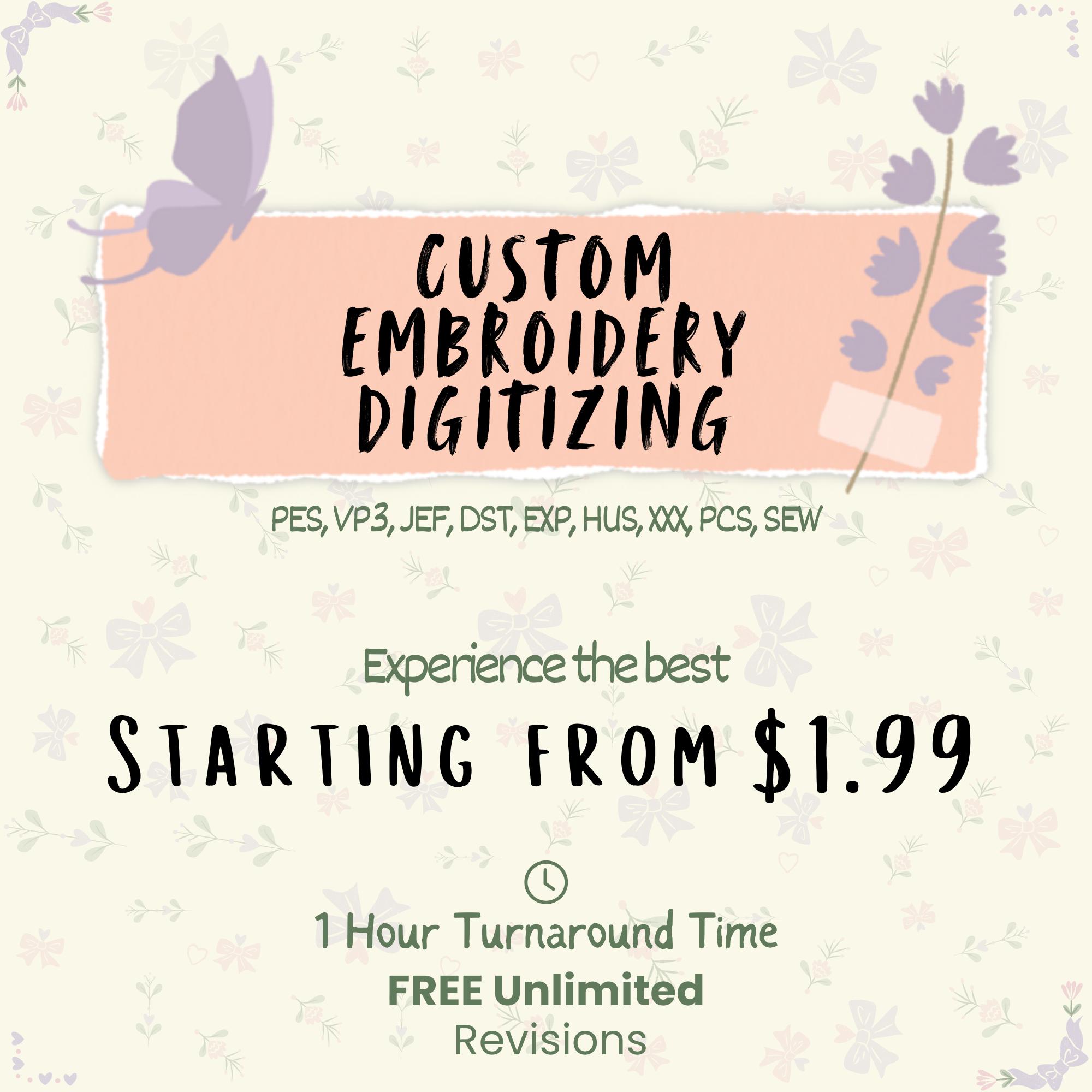 Custom Embroidery Digitizing, Logo Digitizing, Machine Embroidery Digitizing Service, Image Digitizing Embroidery, Custom Digitize Kid Gifts