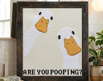 Are You Pooping Cross Stitch Pattern, Funny Goose Needlepoint, Bathroom Humor Decor, Instant Download