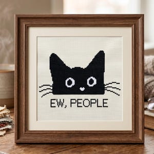 Ew, People Black Cat Cross Stitch Pattern, Instant Download PDF, Digital Download image 2