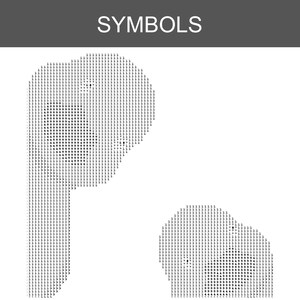K&ouml;nnte beinhalten: Eine schwarz-wei&szlig;e digitale Tabelle mit der &Uuml;berschrift SYMBOLS, die zwei verschiedene Formen aus wiederkehrenden Zahlen und Symbolen zeigt. Die gr&ouml;&szlig;ere Form links &auml;hnelt einer hohen, geschwungenen Gestalt, w&auml;hrend die rechte Form abgerundet ist.
