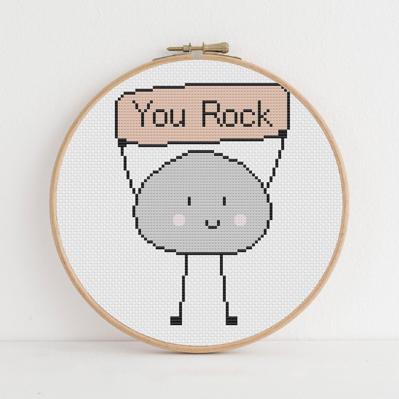 Sie Rock Kreuzstich-Muster | Rock-Stickerei PDF | Positives Zitat Moderne Nadelspitze Bild 6