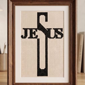 Schema per punto croce di Gesù, disegno per ricamo cristiano, punto croce religioso moderno, download digitale immagine 2