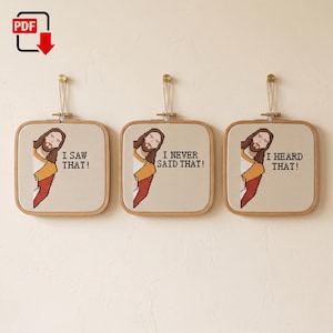Borduurpatroon van een glurende Jezus | I Saw That Needlepoint (Direct te downloaden) afbeelding 1