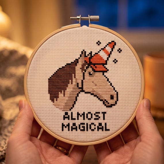Unicorn Cross Stitch Pattern PDF, Almost Magical Quote, Horse Cross Stitch, Sarcastic Xstitch, Snarky Gift Idea