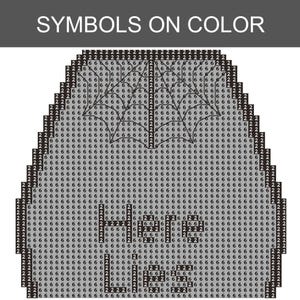 May include: A pixelated image with the text "SYMBOLS ON COLOR" at the top. The image is a grid of numbers and symbols, forming a design of an umbrella. The color scheme is primarily black and white.