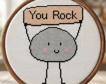 Patrón de punto de cruz "Eres genial" / Bordado de rock en PDF / Cita positiva en punto de cruz moderno