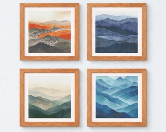 Calm Mountains Cross Stitch Pattern | Modern Nature Art | PDF Digital Download