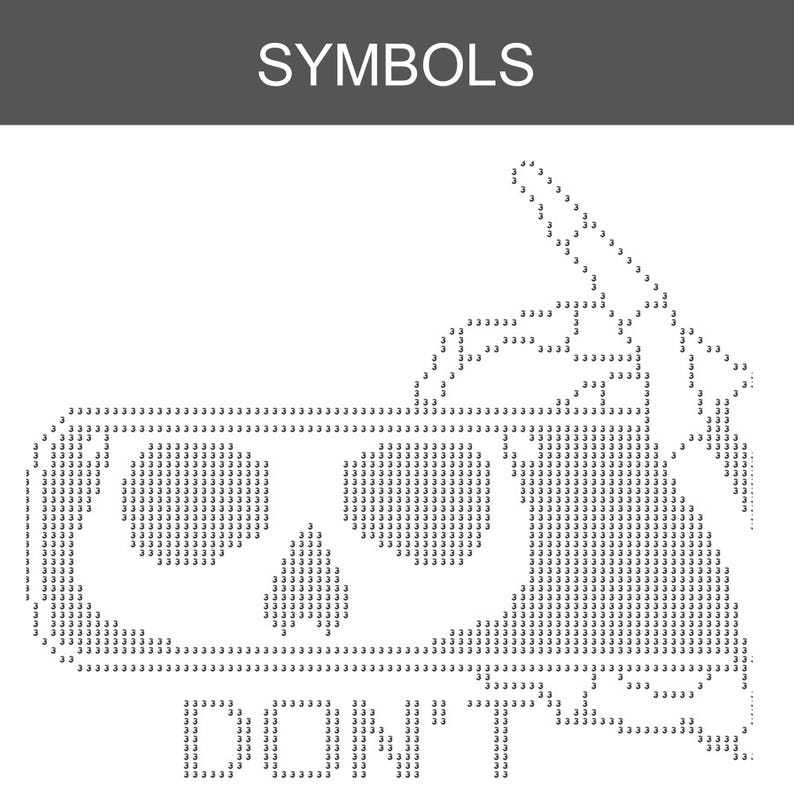May include: A black and white digital graphic titled SYMBOLS featuring a stylized skull illustration composed entirely of the number 3. Below the skull, the word DON'T is also formed by the number 3. The design uses a grid-like pattern.