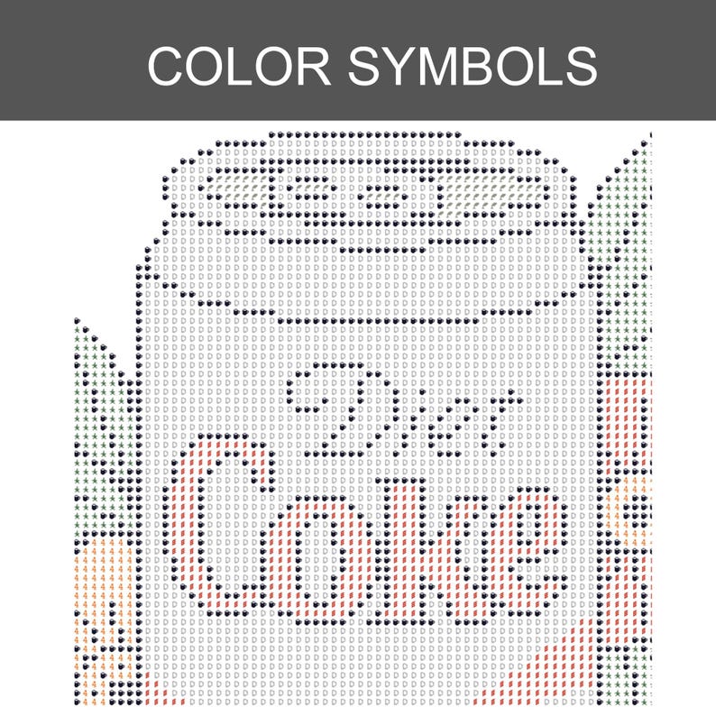 May include: A diamond painting pattern chart titled COLOR SYMBOLS featuring a grid of letters and symbols. The design outlines a soda can with the text Diet Coke in red and black, surrounded by various symbols representing specific diamond colors.
