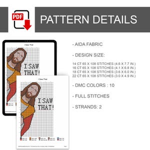Borduurpatroon van een glurende Jezus | I Saw That Needlepoint (Direct te downloaden) afbeelding 5
