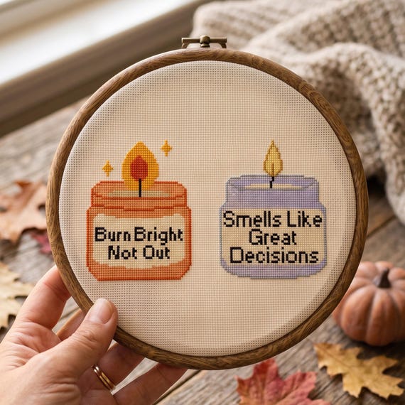 Cross Stitch Pattern PDF, Funny Candle Quote Needlepoint Chart (Digital Download)