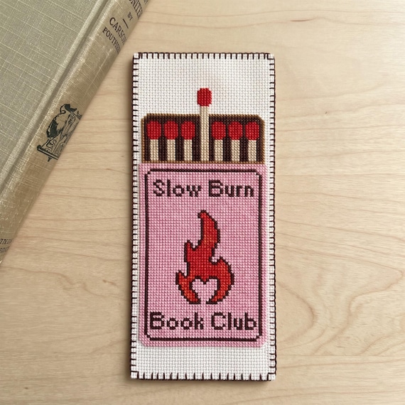 Slow Burn Matchbox Bookmark Cross Stitch Pattern, Romance Reader Needlepoint Chart (PDF Download)