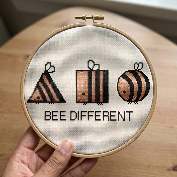 Bee Different Cross Stitch Pattern, Motivational Needlepoint, Instant Download