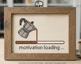 Coffee Cross Stitch Pattern, Motivation Loading Pattern, Work Needlepoint, Instant Download