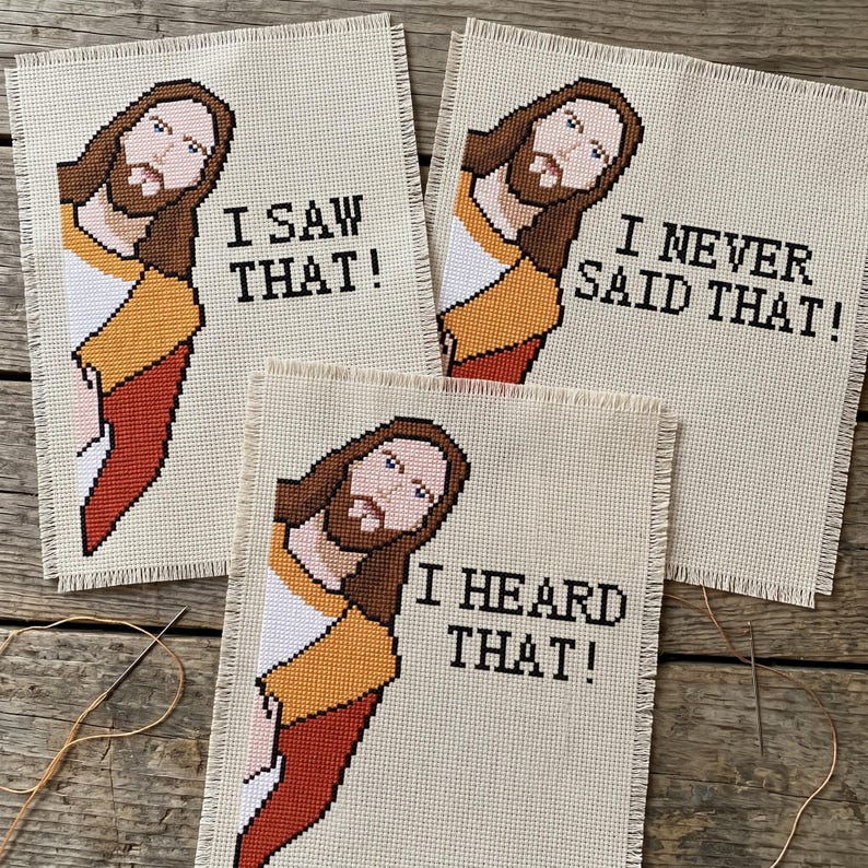 Borduurpatroon van een glurende Jezus | I Saw That Needlepoint (Direct te downloaden) afbeelding 10