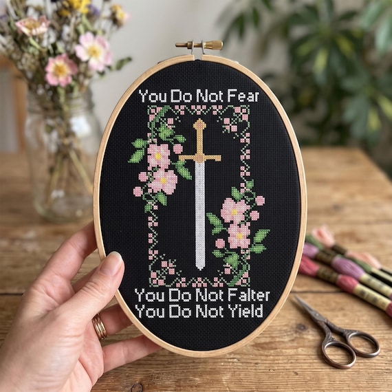 You Do Not Fear Cross Stitch Pattern, Inspirational Quote Embroidery, Warrior Needlepoint, Instant Download