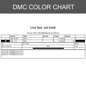 Black Cat-kruissteekpatroon, Live Fast Eat Trash, instant digitale download afbeelding 7