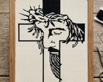 イエス・キリストのクロスステッチパターン、いばらの冠、キリスト教刺繍（PDFダウンロード）