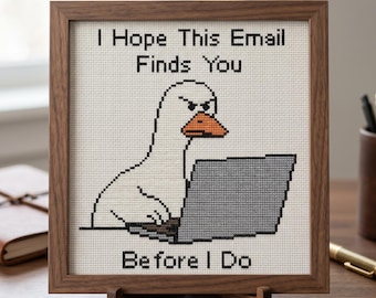 I Hope This Email Finds You Before I Do Cross Stitch Pattern, Office Needlepoint, Work Stitching, Instant Download