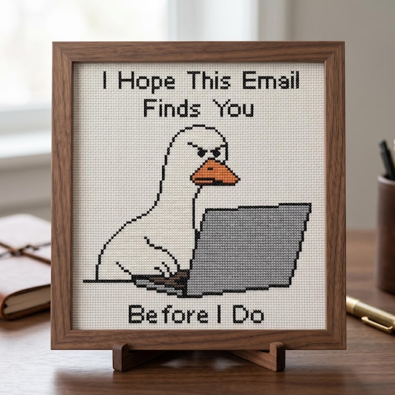 I Hope This Email Finds You Before I Do Cross Stitch Pattern, Office Needlepoint, Work Stitching, Instant Download