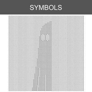 May include: A white rectangular chart titled SYMBOLS in a dark grey header bar. The main area features a dense grid of black numbers 1 and 2, interspersed with black diamond shapes and the number 8, forming a subtle, abstract vertical pattern.