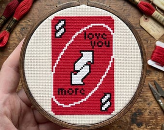 Love You More UNO Reverse Card Cross Stitch Pattern (PDF Download)