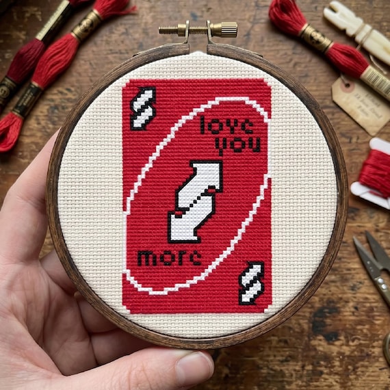 Love You More UNO Reverse Card Cross Stitch Pattern (PDF Download)
