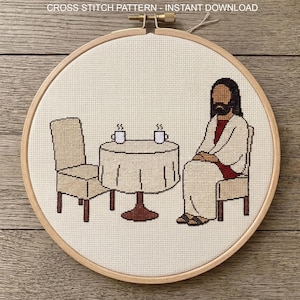Jesus Is Waiting For You Cross Stitch Pattern | Christian Needlepoint | Instant Download image 1