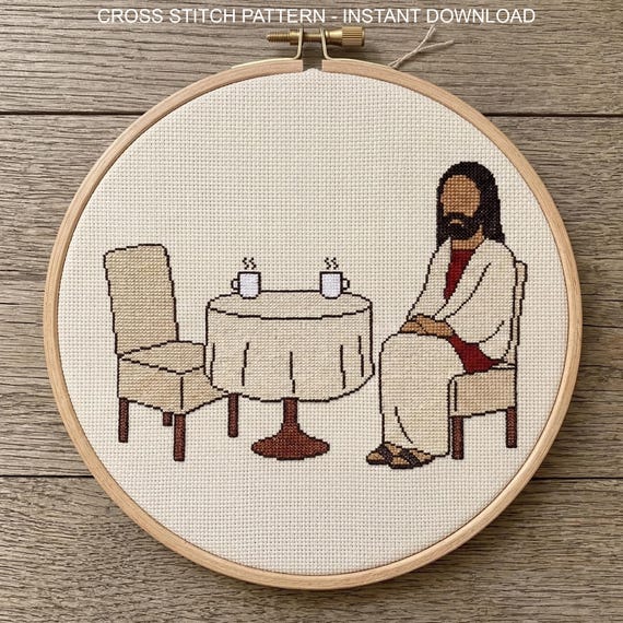 Jesus Is Waiting For You Cross Stitch Pattern | Christian Needlepoint | Instant Download