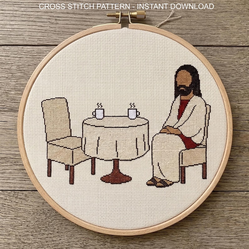Jesus Is Waiting For You Cross Stitch Pattern | Christian Needlepoint | Instant Download image 1