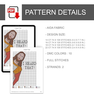 Borduurpatroon van een glurende Jezus | I Saw That Needlepoint (Direct te downloaden) afbeelding 3