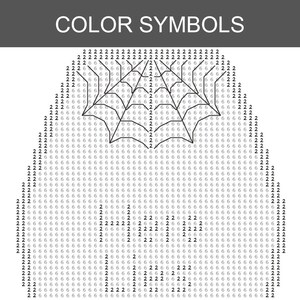 May include: A black and white image with the text "COLOR SYMBOLS" at the top. The image features a spider web design made of numbers, with the numbers 2 and 6 forming the pattern.