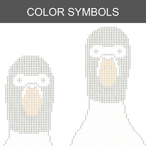 Peut inclure: Un mod&egrave;le de diamond painting intitul&eacute; COLOR SYMBOLS pr&eacute;sentant deux contours de t&ecirc;tes d'oie compos&eacute;s de caract&egrave;res alphanum&eacute;riques et de symboles. Les motifs utilisent les lettres A, B, h et le chiffre 2 pour d&eacute;finir les formes et les becs.