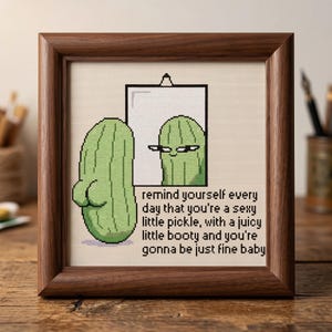 Roligt bekräftelsemönster för korsstygn | Pickle Needlepoint | Direkt nedladdning i PDF-format