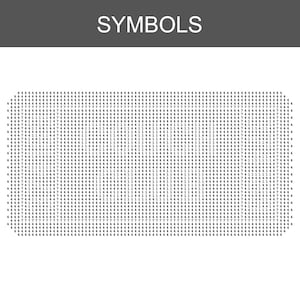 May include: A rectangular chart labelled SYMBOLS at the top, featuring a dense grid of black numbers 1, 4, and 7 arranged in a pattern against a white background. The layout consists of rows and columns of these digits, creating a visual reference guide.