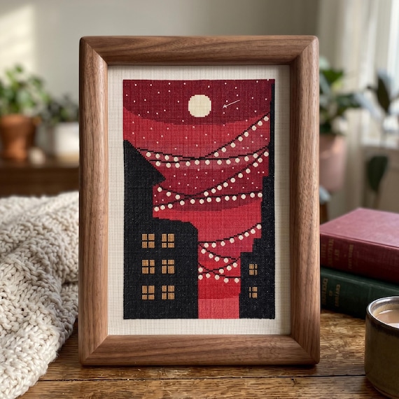 Cityscape Cross Stitch Pattern, City Landscape Needlepoint, PDF Digital Download