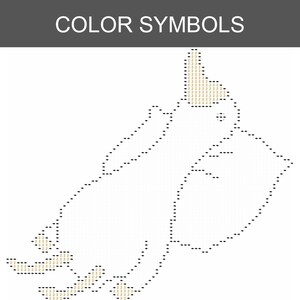 May include: An image with the text "COLOR SYMBOLS" at the top. The image depicts a bird-like shape outlined in black dots, with areas filled in with the number "2" in a tan color. The background is white.