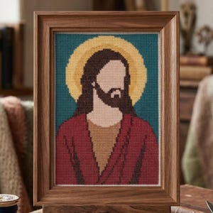 Jesus Porträt Kreuzstich Muster, Christliche Nadelspitze, Christus Stickerei, Instant Download PDF Bild 8
