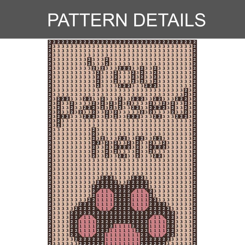 K&ouml;nnte beinhalten: Pixelmuster mit dem Text &bdquo;PATTERN DETAILS&ldquo; oben. Das Design zeigt einen Pfotenabdruck in Rosa, umgeben von einem Raster aus schwarzen, wei&szlig;en und hellbraunen Quadraten. Ein einzigartiges digitales Kunstwerk.